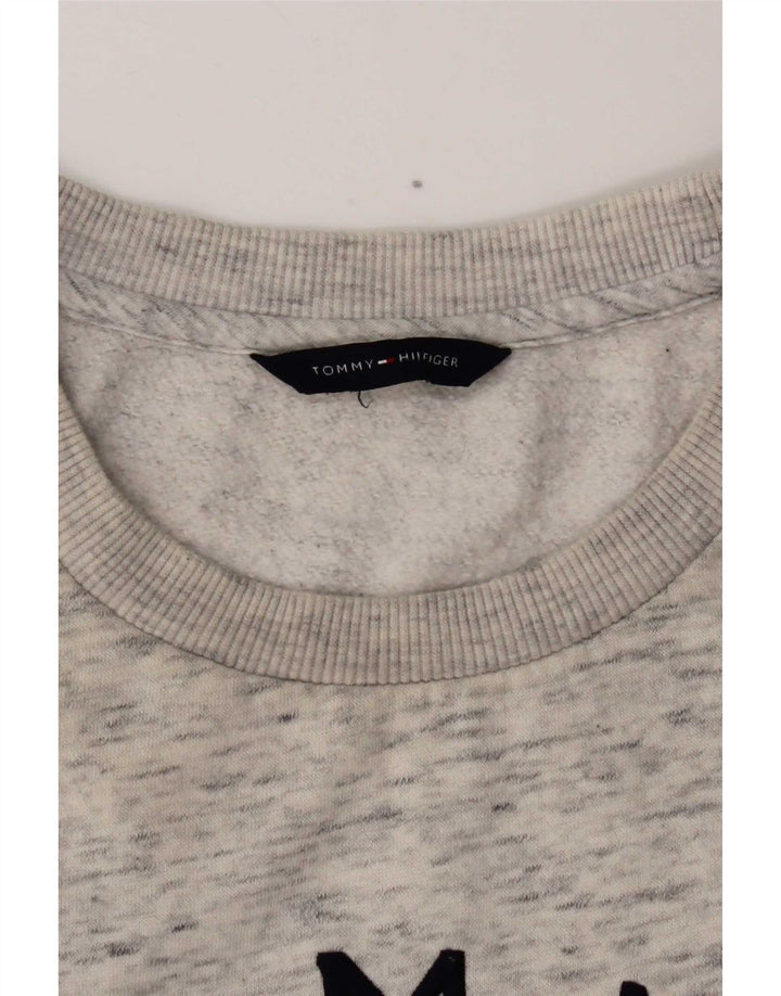 Tommy Hilfiger Womens Graphic Sweatshirt Jumper UK 12 Medium Grey Flecked