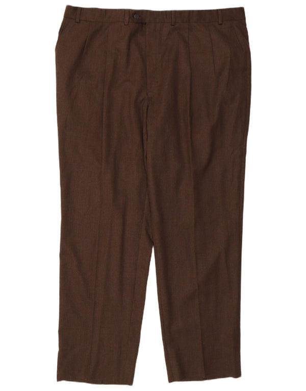 RALPH LAUREN Mens Pegged Suit Trousers W46 L33  Brown Wool