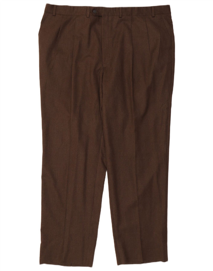 RALPH LAUREN Mens Pegged Suit Trousers W46 L33  Brown Wool