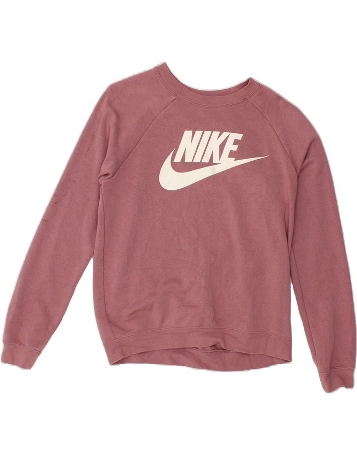 NIKE Womens Oversized Graphic Sweatshirt Jumper UK 10 Small Pink Cotton Vintage Nike and Second-Hand Nike from Messina Hembry 