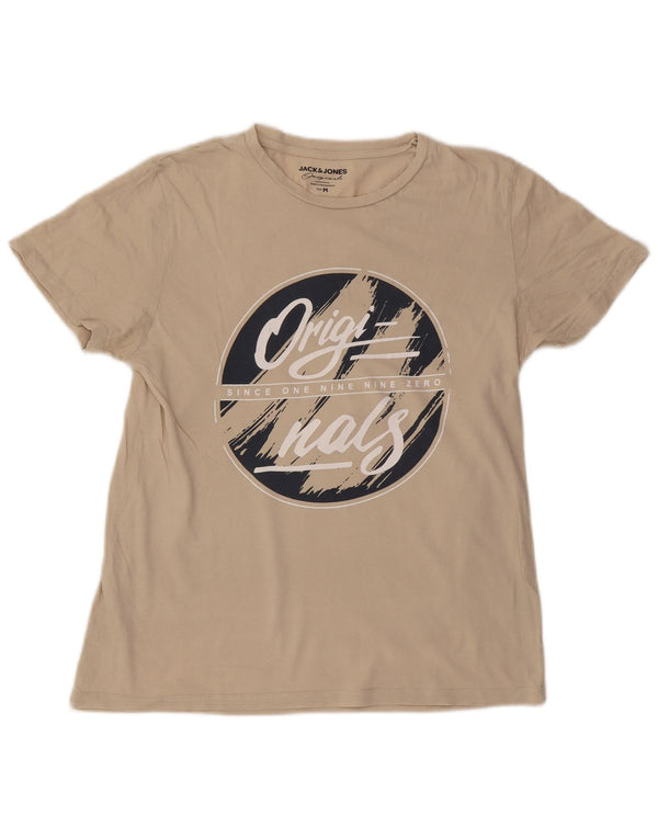 Jack & Jones Mens Graphic T-Shirt Top Medium Beige