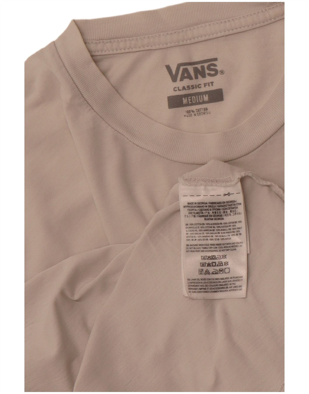 VANS Mens Classic Fit T-Shirt Top Medium White Cotton