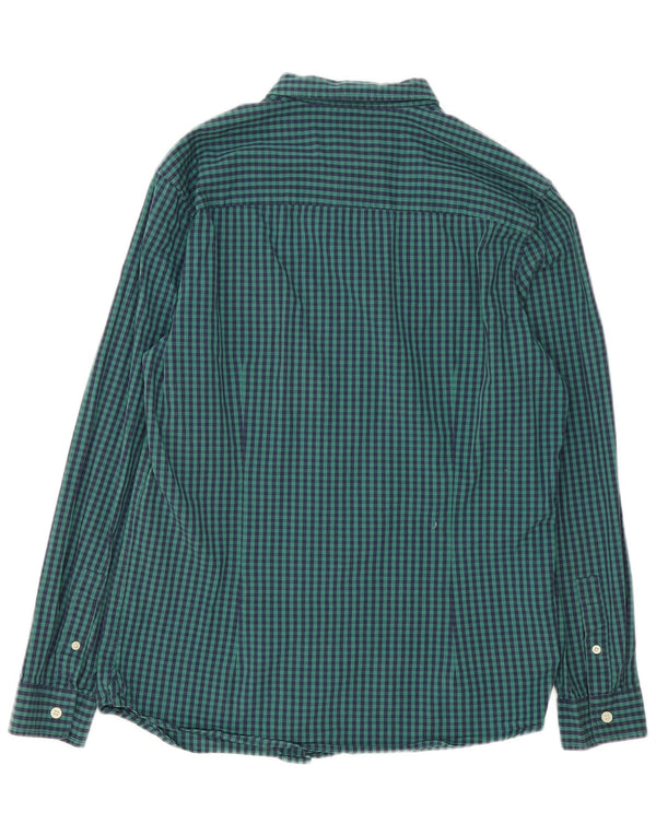 LYLE & SCOTT Mens Slim Fit Shirt Large Green Gingham Cotton