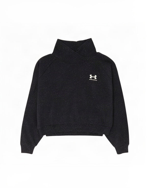 Under Armour Womens Crop Sweatshirt Jumper UK 18 XL Navy Blue Flecked