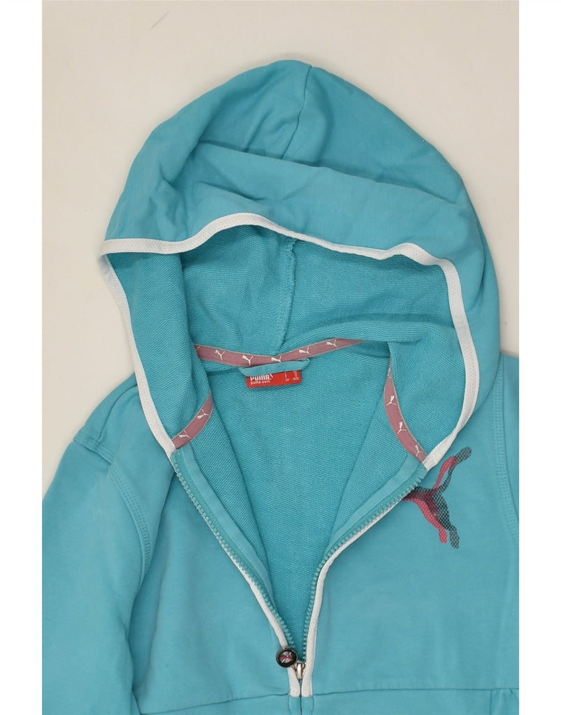 PUMA Girls Zip Hoodie Sweater 11-12 Years Large Blue Polyester | Vintage Puma | Thrift | Second-Hand Puma | Used Clothing | Messina Hembry 