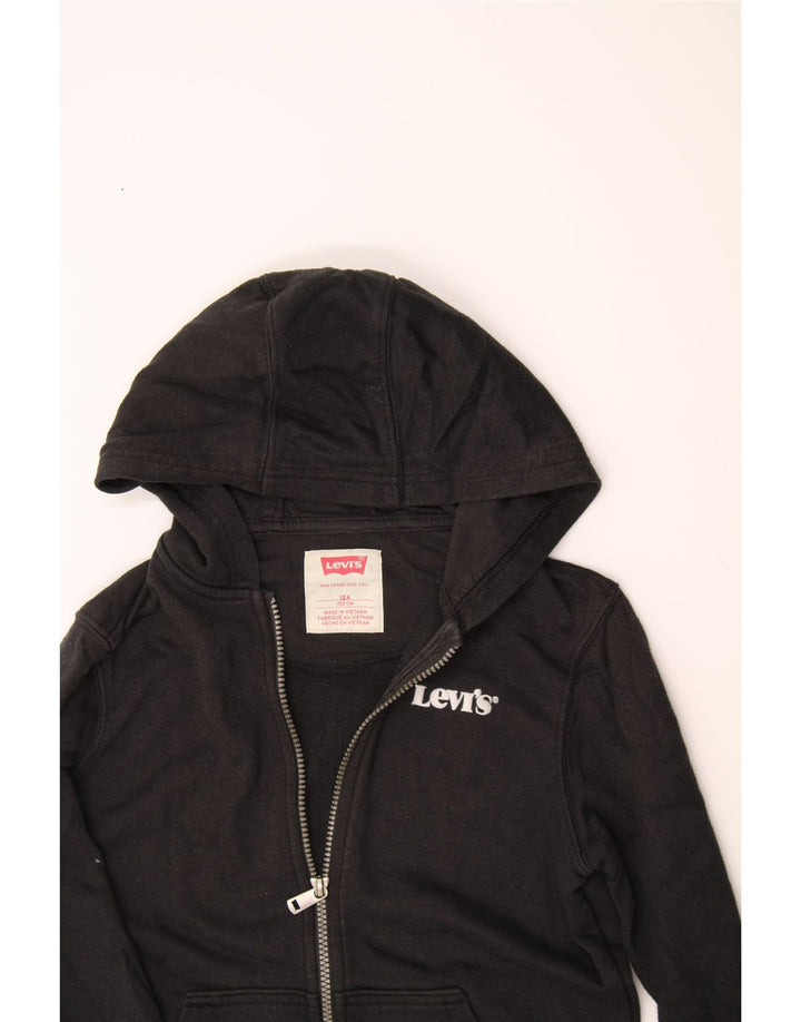 LEVI'S Boys Graphic Zip Hoodie Sweater 11-12 Years Black Cotton Vintage Levi's and Second-Hand Levi's from Messina Hembry 