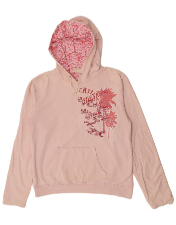 Fat Face Womens Graphic Hoodie Jumper UK 14 Medium Pink Cotton