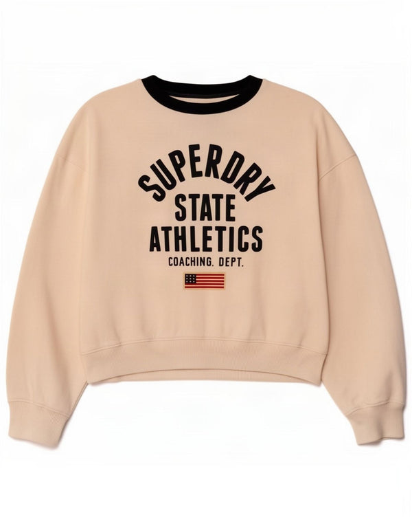 Superdry Girls Graphic Sweatshirt Jumper 8-9 Years White Cotton