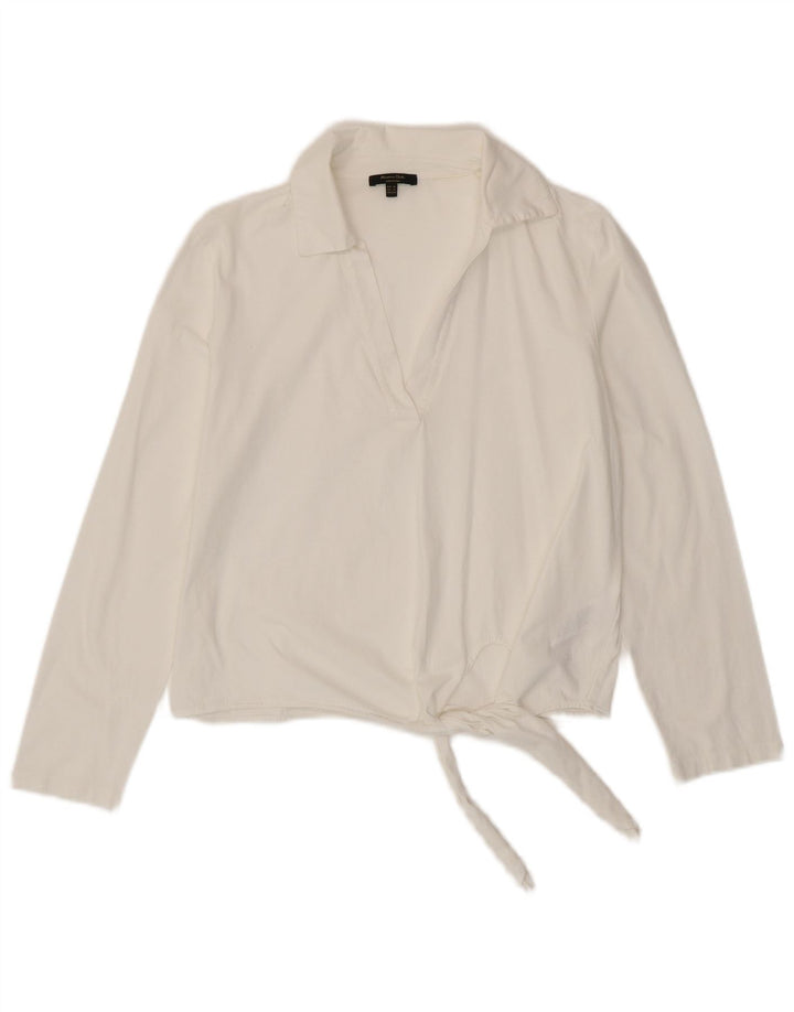 MASSIMO DUTTI Womens Pullover Shirt Blouse UK 6 XS White Cotton