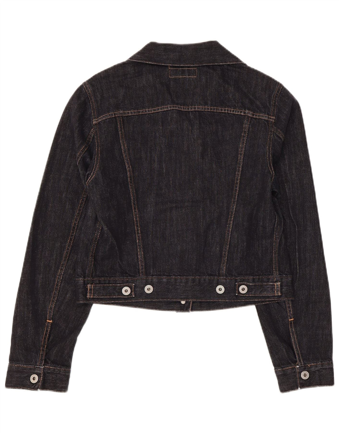 Replay Womens Crop Denim Jacket UK 14 Large Black Cotton