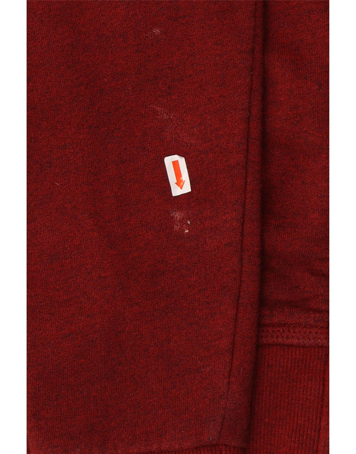 SUPERDRY Mens Zip Hoodie Sweater Small Red Flecked Cotton