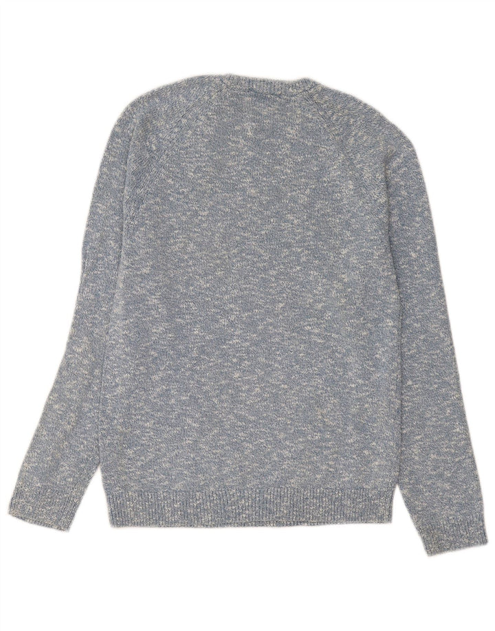 Marks & Spencer Mens Boat Neck Jumper Sweater Small Blue Flecked Cotton