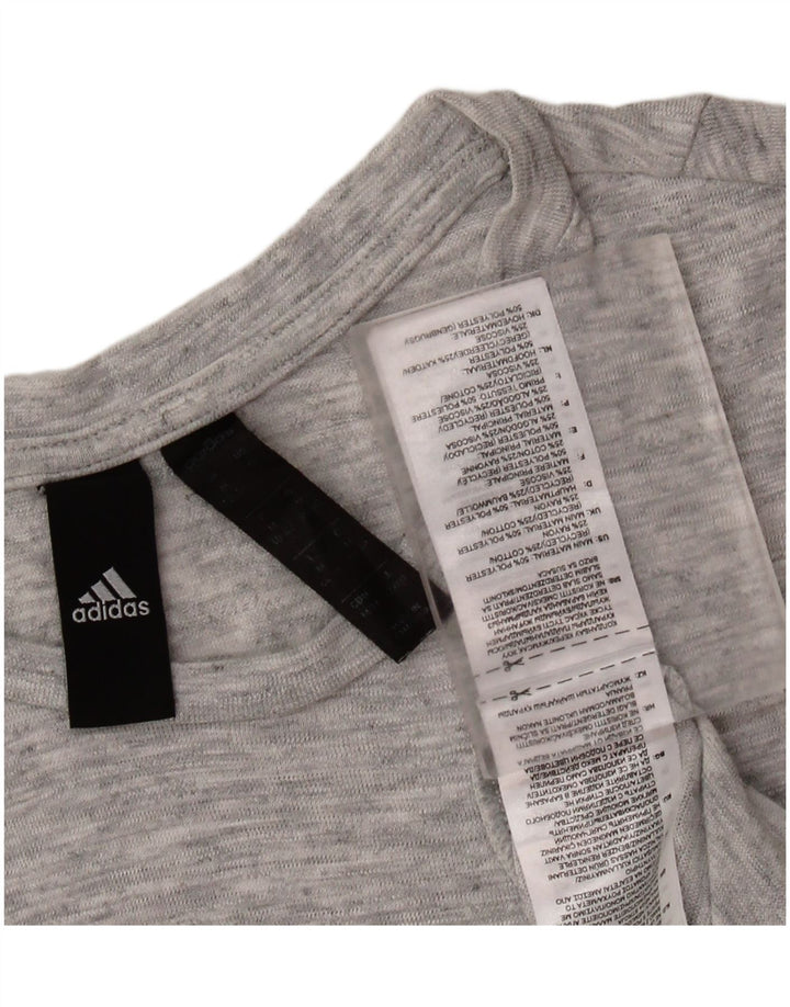 ADIDAS Womens Graphic T-Shirt Top UK 12/14 Medium Grey Flecked Polyester