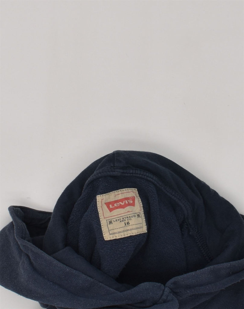 LEVI'S Boys Graphic Hoodie Jumper 15-16 Years Navy Blue Cotton | Vintage Levi's | Thrift | Second-Hand Levi's | Used Clothing | Messina Hembry 