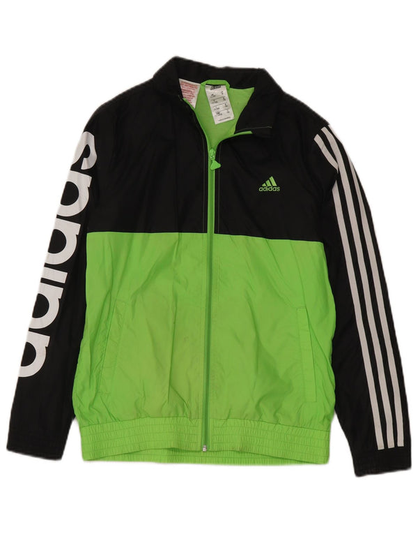 Adidas Boys Graphic Tracksuit Top Jacket 11-12 Years Green Colourblock