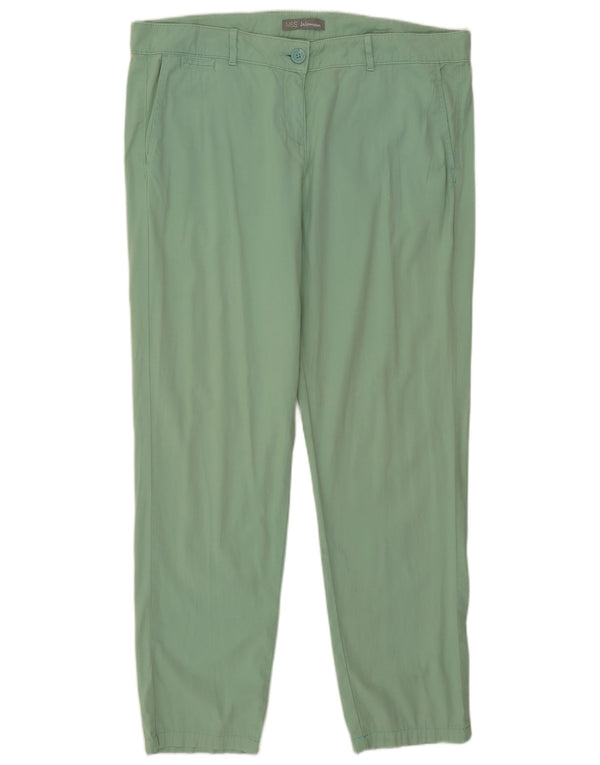 Marks & Spencer Womens Slim Chino Trousers UK 16 Large W36 L29 Green Cotton