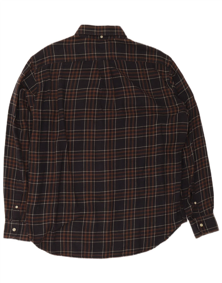 Brooksfield Mens Flannel Shirt Size 39 Medium Brown Plaid Cotton