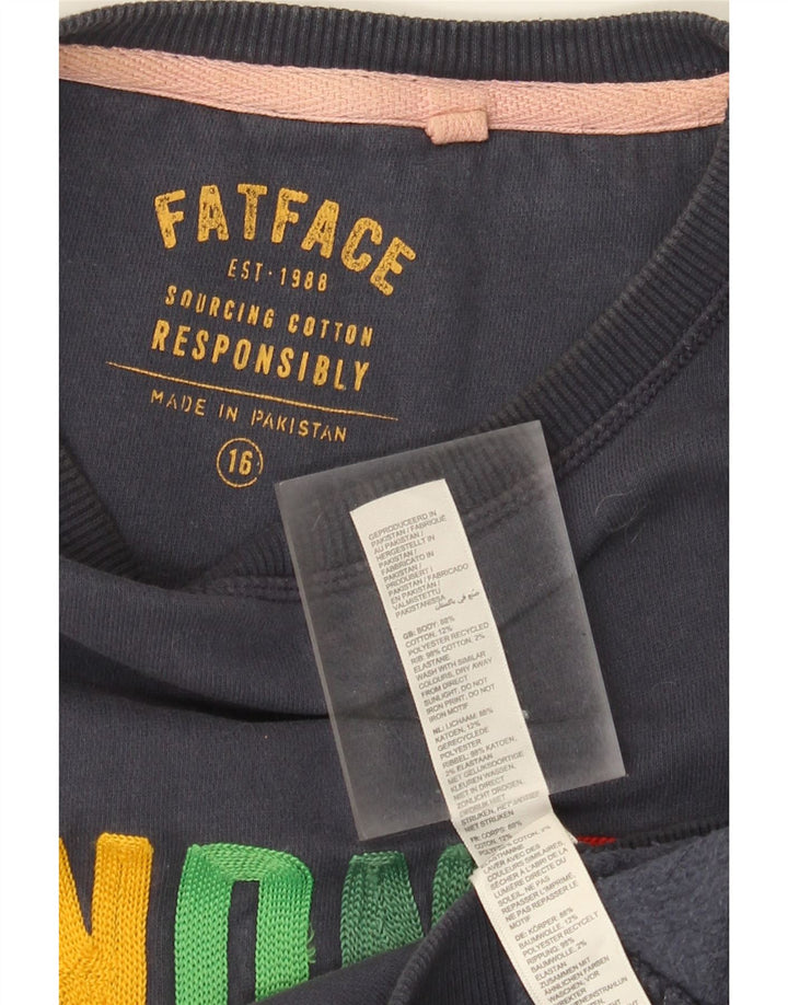 Fat Face Womens Graphic Oversized Sweatshirt Jumper UK 16 Large Navy Blue
