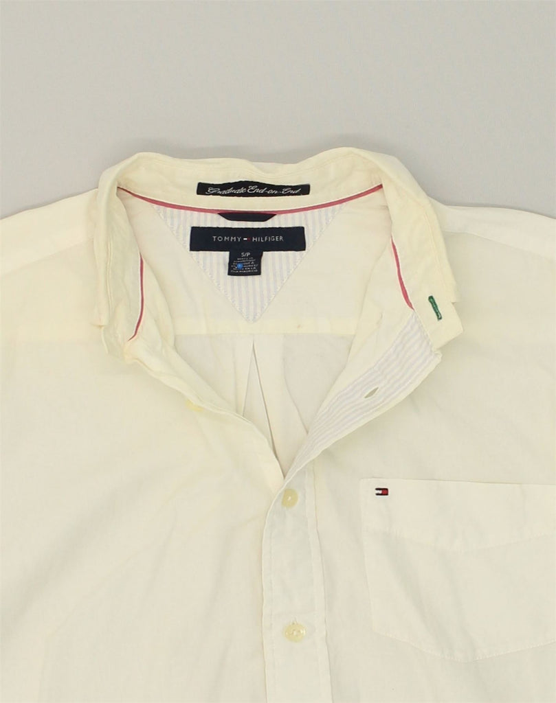 TOMMY HILFIGER Mens Shirt Small Off White Cotton | Vintage Tommy Hilfiger | Thrift | Second-Hand Tommy Hilfiger | Used Clothing | Messina Hembry 