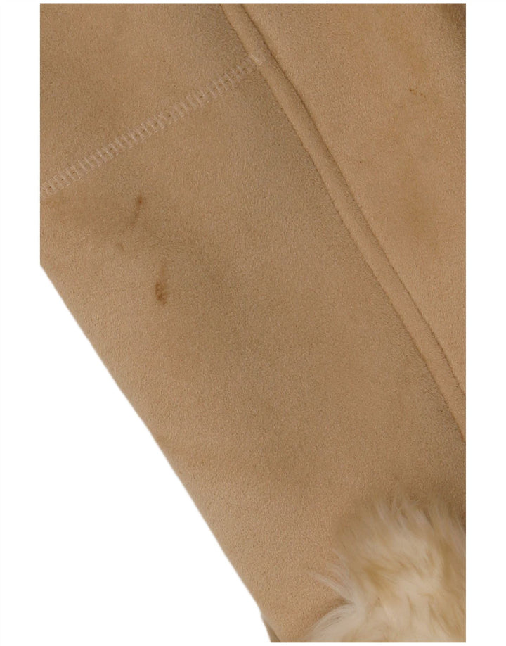 Gerry Weber Womens Oversized Sherpa Overcoat UK 12 Medium Beige Polyester