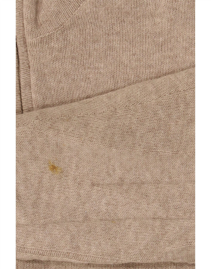 Marks & Spencer Mens Blue Harbour Zip Neck Jumper Sweater Small Beige Wool