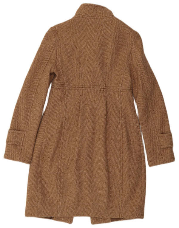 Sisley Womens Overcoat IT 40 Small Beige Herringbone Polyester