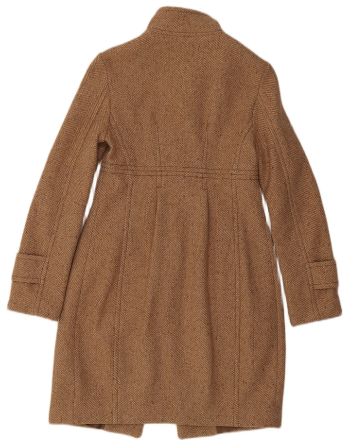 Sisley Womens Overcoat IT 40 Small Beige Herringbone Polyester