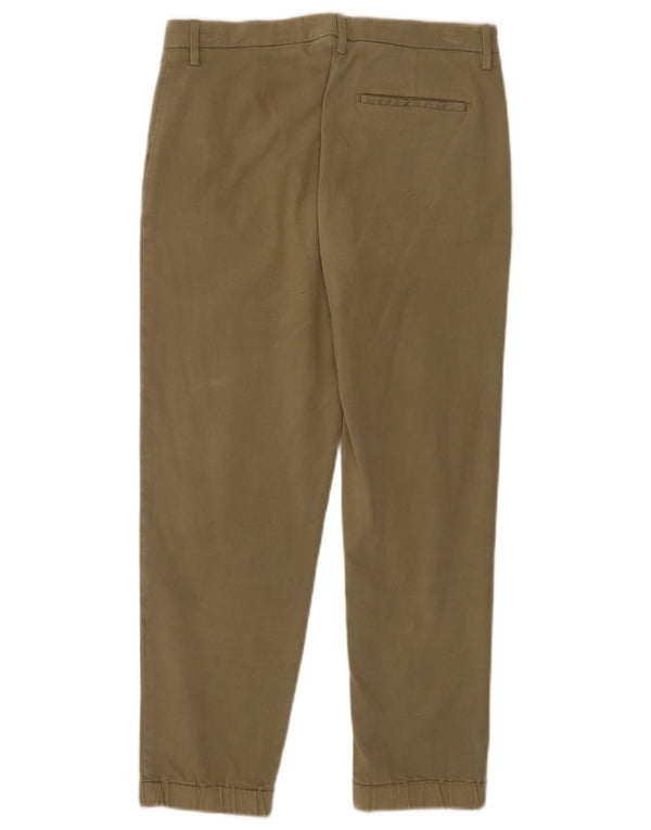 Moschino Womens Straight Cropped Trousers UK 8 Small W28 L25 Khaki Cotton