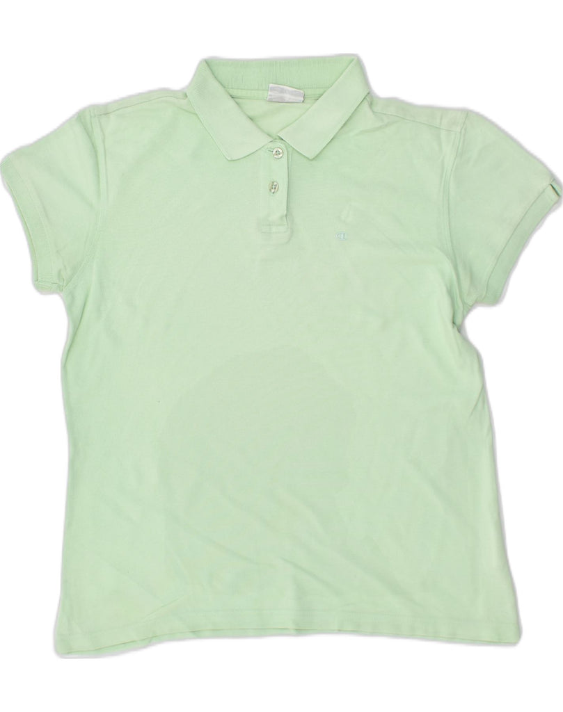 CHAMPION Womens Polo Shirt UK 14 Medium Green Cotton | Vintage Champion | Thrift | Second-Hand Champion | Used Clothing | Messina Hembry 