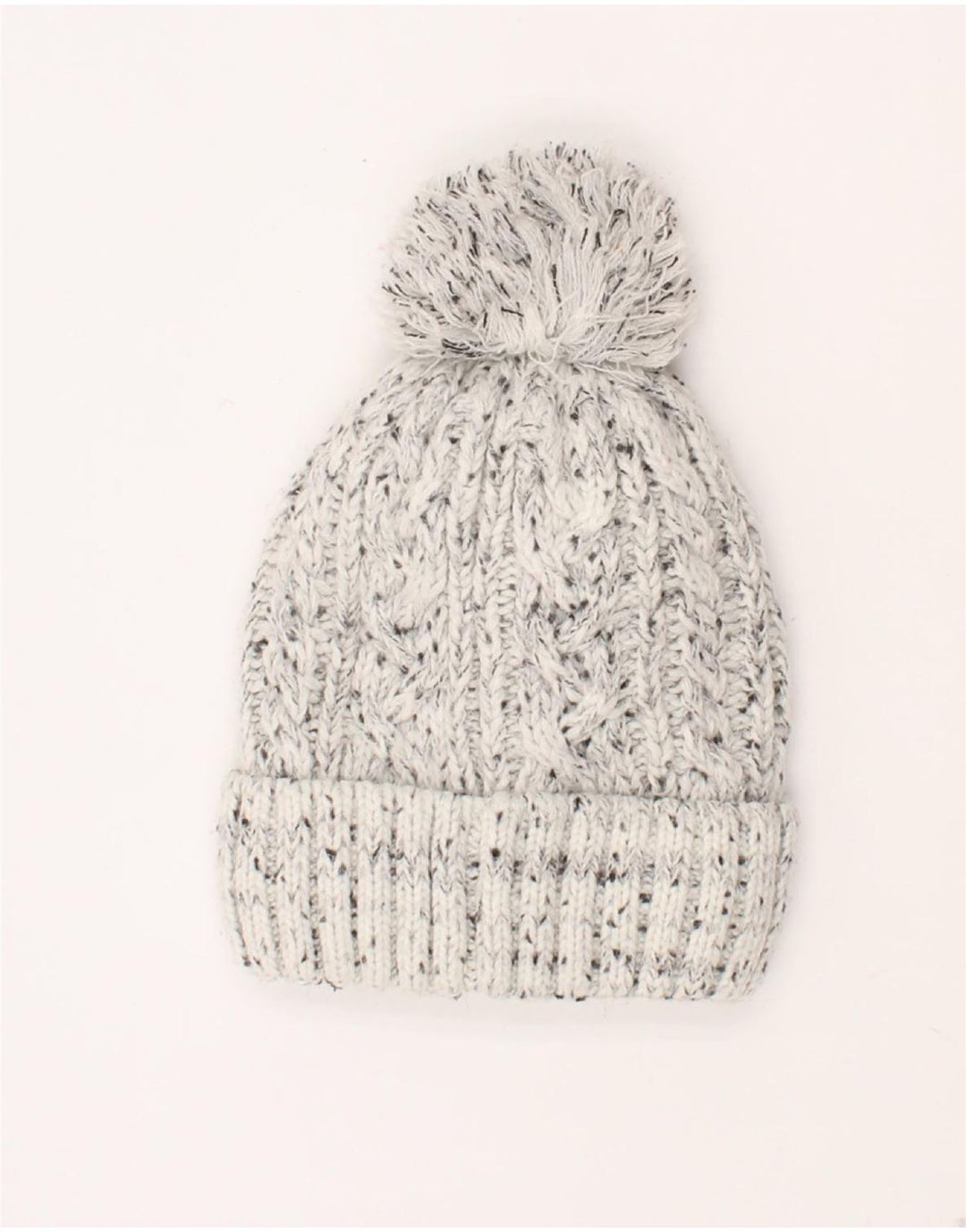 Superdry Womens Knit Knit Beanie Hat One Size Grey Flecked Acrylic