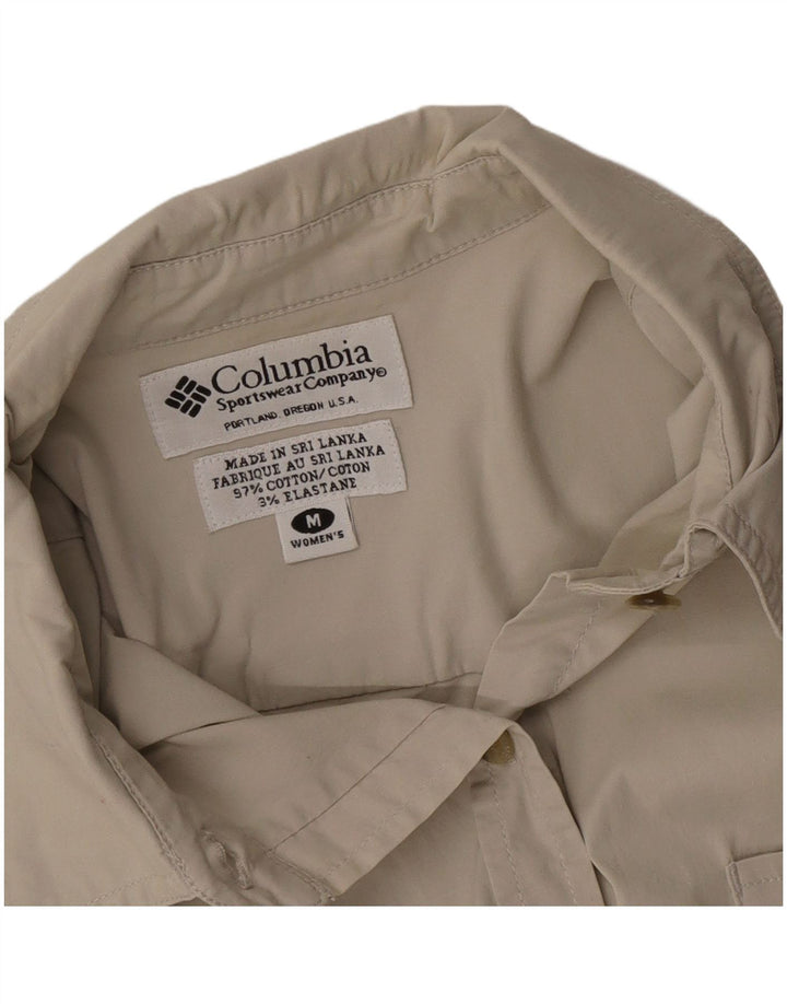 Columbia Womens Short Sleeve Shirt UK 14 Medium Beige Cotton
