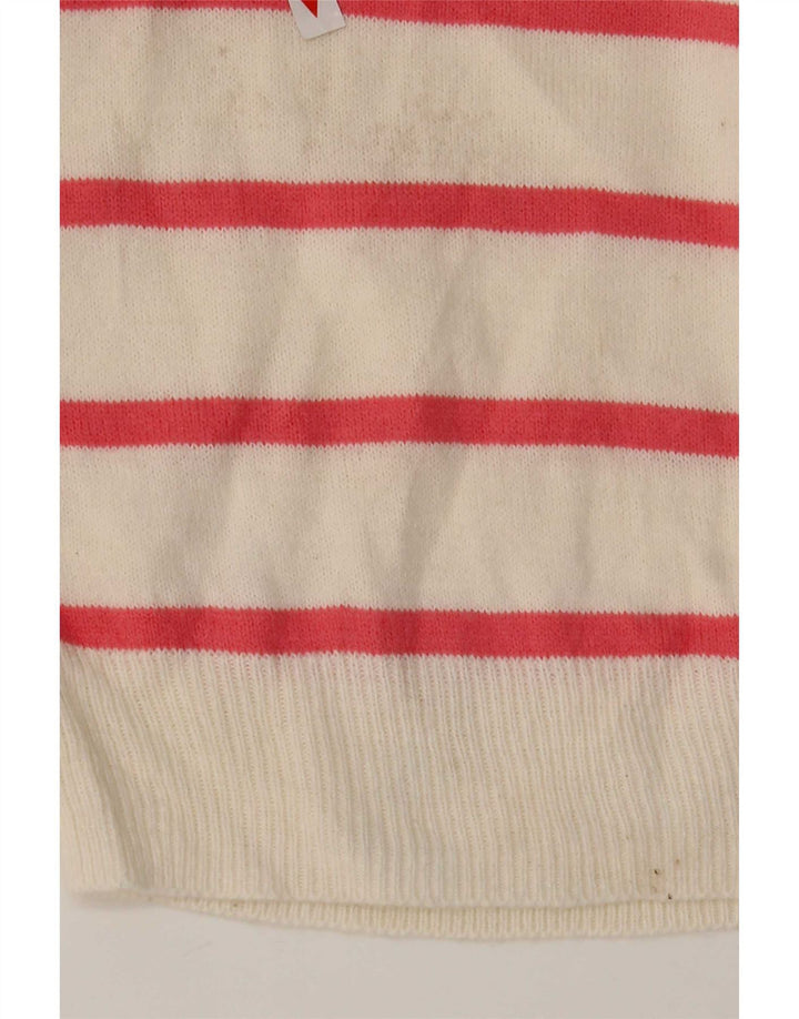 Marks & Spencer Womens V-Neck Jumper Sweater UK 14 Medium Pink Striped