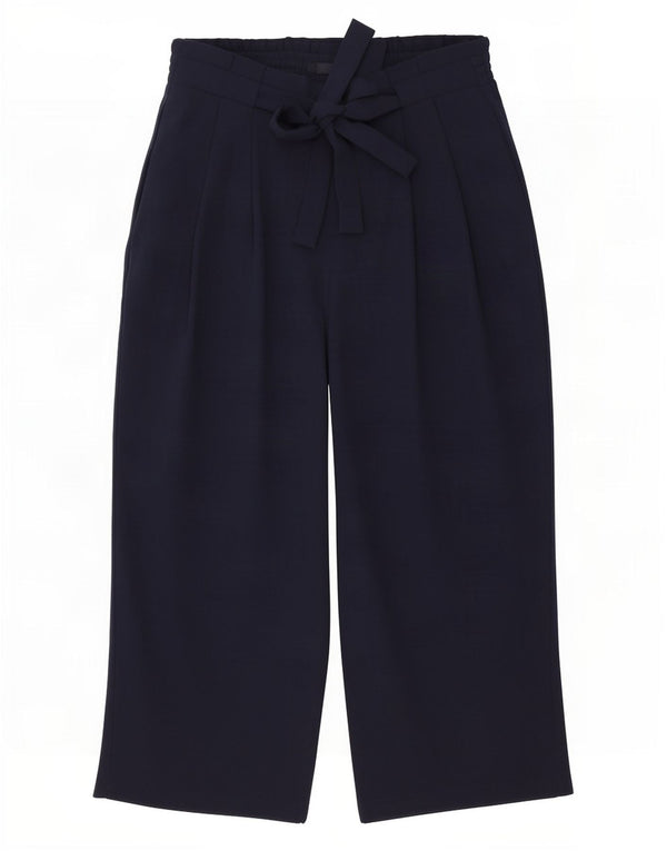 Zara Womens High Waist Loose Fit Cropped Trousers Medium W28 L24 Navy Blue