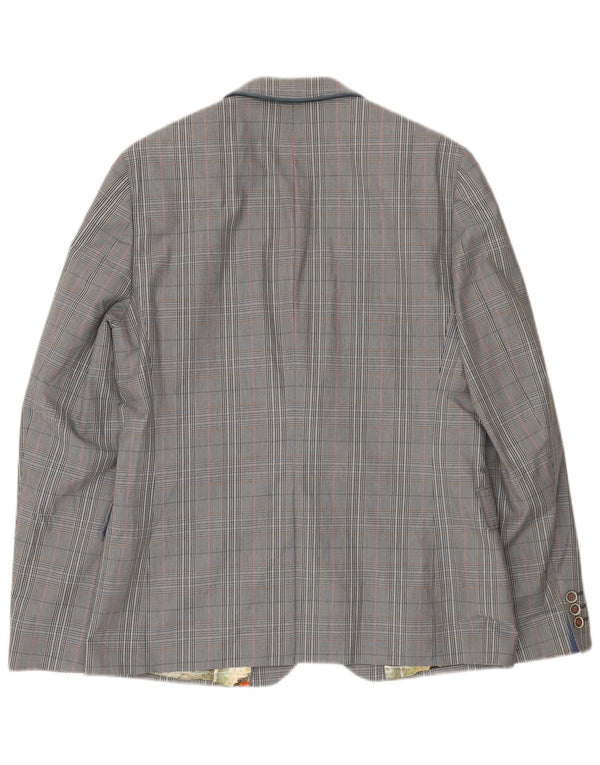Ted Baker Mens 2 Button Blazer Jacket Size 4 Large Grey Check Cotton