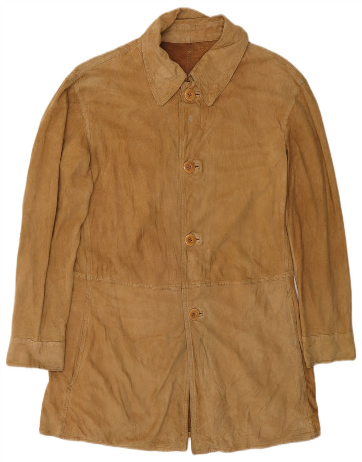 A. RASPINI Mens Suede Jacket UK 36 Small Brown Leather