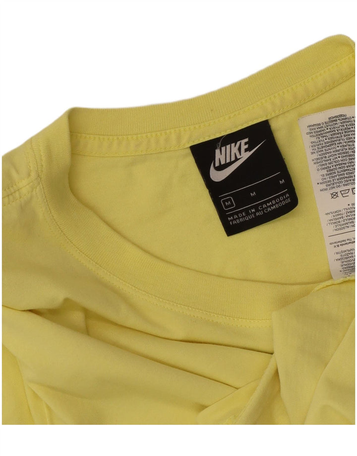 Nike Womens Crop T-Shirt Top UK 14 Medium Yellow Cotton