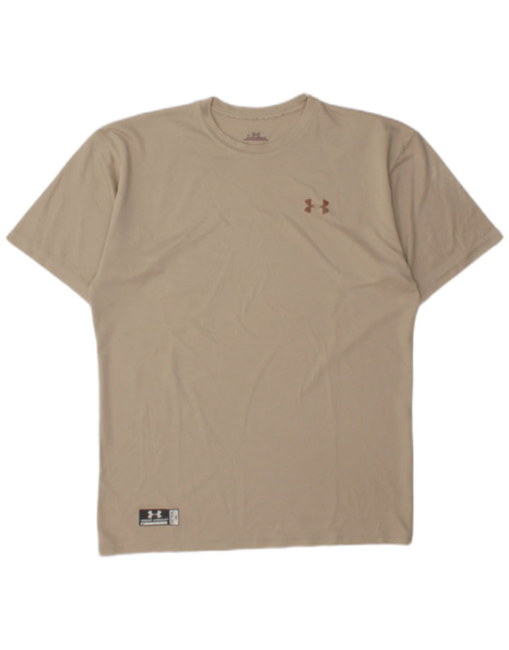 Under Armour Mens T-Shirt Top XL Beige Polyester