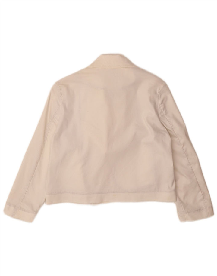 Vintage Girls Crop Bomber Jacket 11-12 Years White Cotton