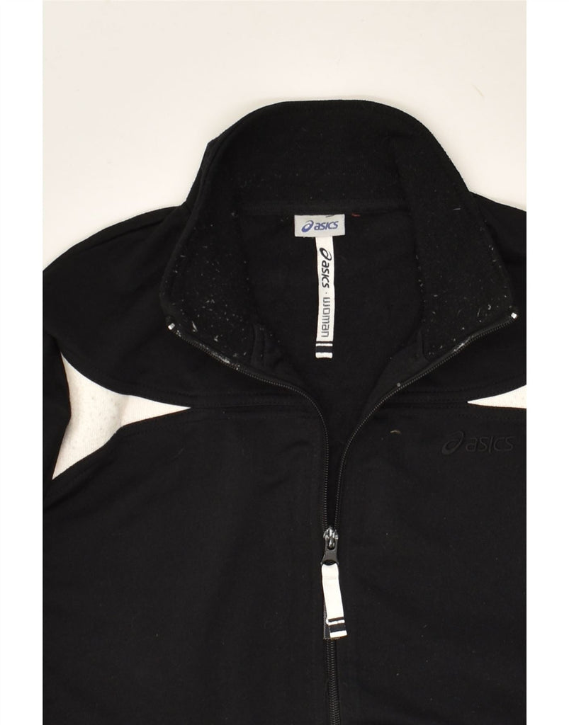 ASICS Womens Tracksuit Top Jacket UK 16 Large Black Colourblock Polyester | Vintage Asics | Thrift | Second-Hand Asics | Used Clothing | Messina Hembry 