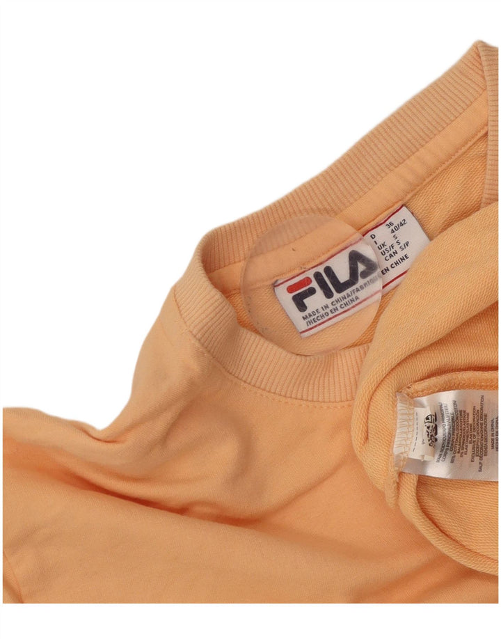 Fila Womens Oversized Sweatshirt Jumper UK 10 Small Orange Cotton
