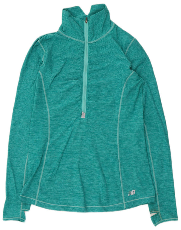 New Balance Womens Zip Neck Pullover Tracksuit Top UK 12 Medium Green