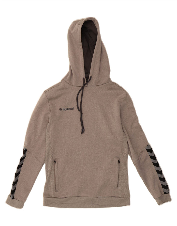 HUMMEL Womens Graphic Hoodie Jumper UK 6 XS Grey Polyester Vintage Hummel and Second-Hand Hummel from Messina Hembry 
