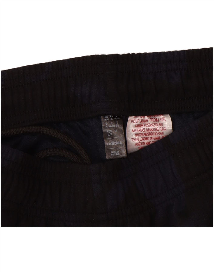 ADIDAS Boys Tracksuit Trousers 15-16 Years  Navy Blue Camouflage Polyester
