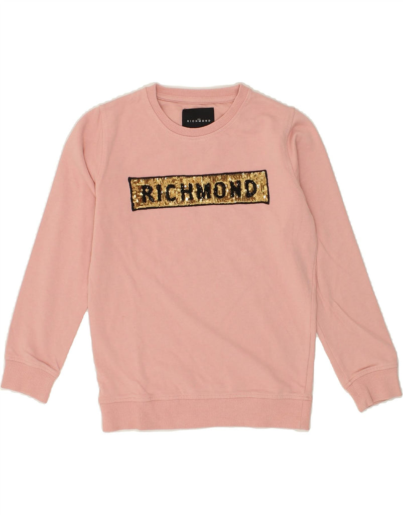 RICHMOND Girls Graphic Sweatshirt Jumper 11-12 Years Pink Cotton | Vintage Richmond | Thrift | Second-Hand Richmond | Used Clothing | Messina Hembry 