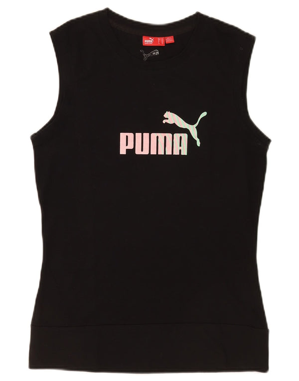 Puma Womens Graphic Vest Top UK 12 Medium Black Cotton