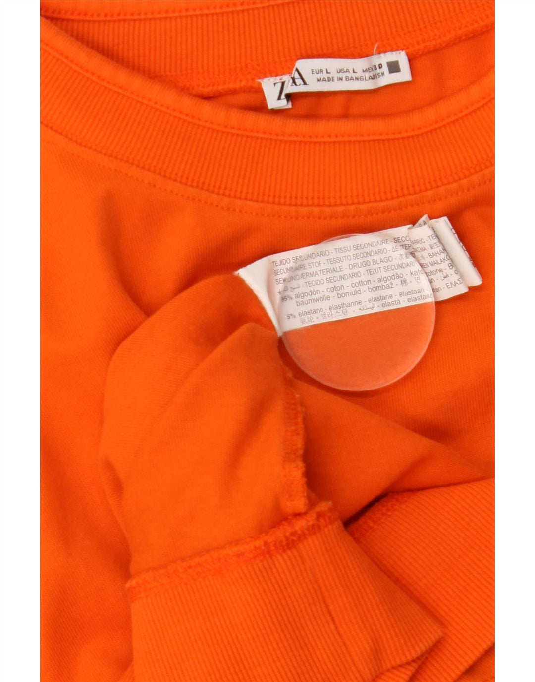 ZARA Womens Sweatshirt Jumper UK 16 Large Orange Cotton