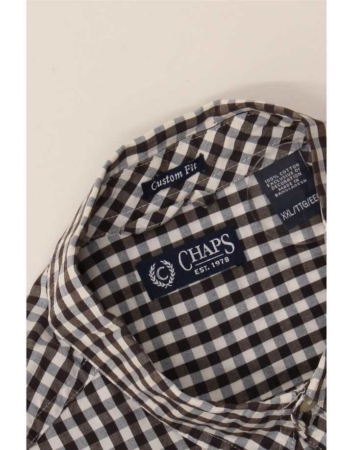 CHAPS Mens Custom Fit Shirt 2XL Brown Gingham Cotton Vintage Chaps and Second-Hand Chaps from Messina Hembry 