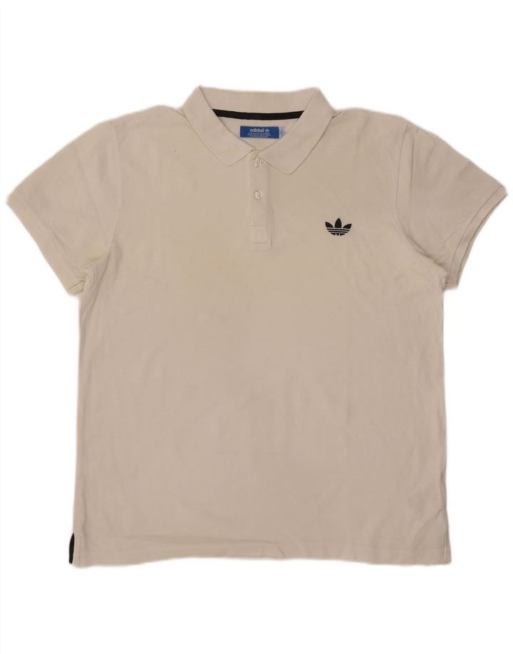Adidas Mens Polo Shirt Large White Cotton
