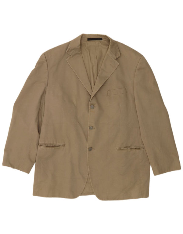 Marks & Spencer Mens 3 Button Blazer Jacket UK 44 XL Khaki Cotton