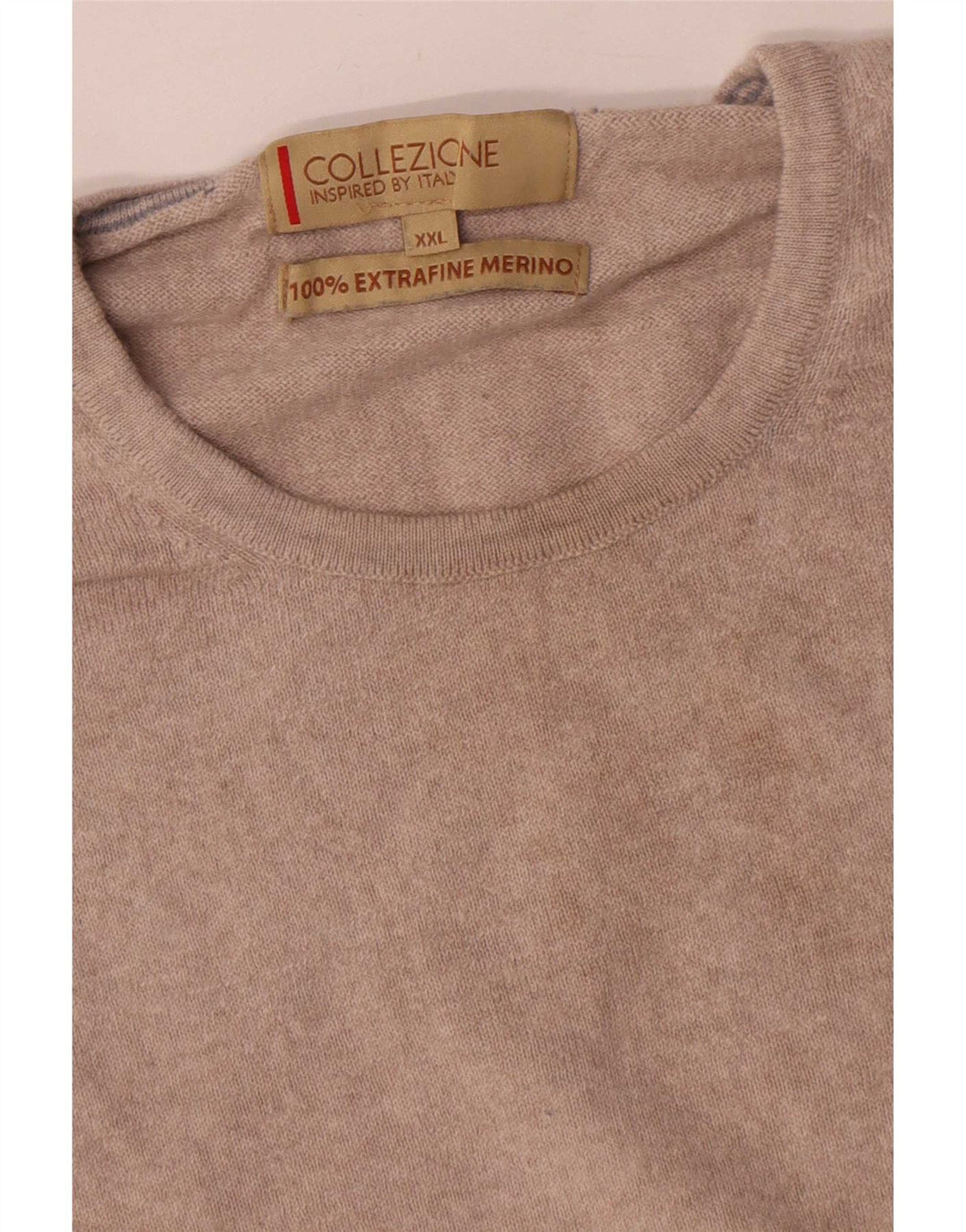 Marks & Spencer Mens Crew Neck Jumper Sweater 2XL Beige Merino Wool